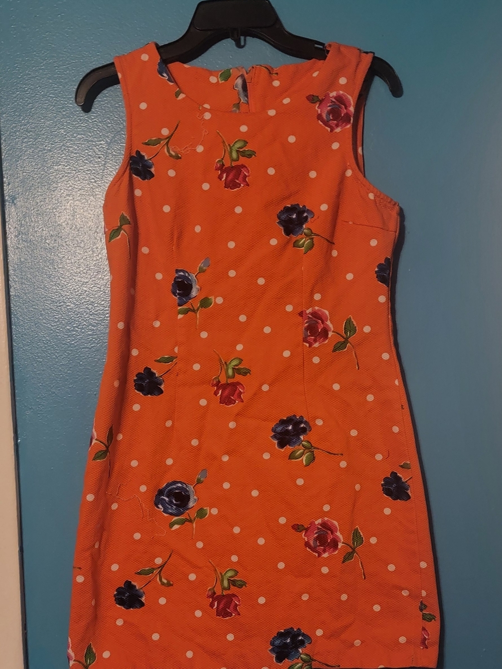 Expressions Orange Polka Dot Floral Mini Dress